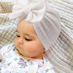 BQUBO Baby Turban Hats and Mittens Set Newborn Infant Hospital Hats Caps with Bows for Baby Boys Girls 0-12 Months