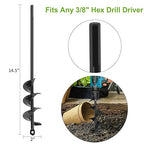 Auger Drill Bit for Planting 2 x 14.5 Inch, Garden Drill Bit for 3/8" Hex Drive, Earth Post Hole Digger Bulb Planter Plant Flower Planting Auger for Drill Rapid Bedding Digging