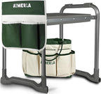 Aimerla Foldable Garden Kneeler Seat Heavy Duty [Upgraded Widened Thick Kneeling Pad] Gardening Stool with Large Tool Bags with Pockets - Portable Garden Bench Gardening Gifts for Parents