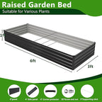 2PCS 6x3x1ft Galvanized Raised Garden Bed,Outdoor Planter Box Metal Patio Kit Planting Bed for Vegetables Flowers Herb,Black