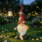 Pohabery 19.3" Large Garden Gnomes Outdoor Statue with Solar Lights, Funny Tall Gnome Garden Decor for Outside Patio Yard Decorations, Unique Gnomes Gifts for Women Mom Grandma