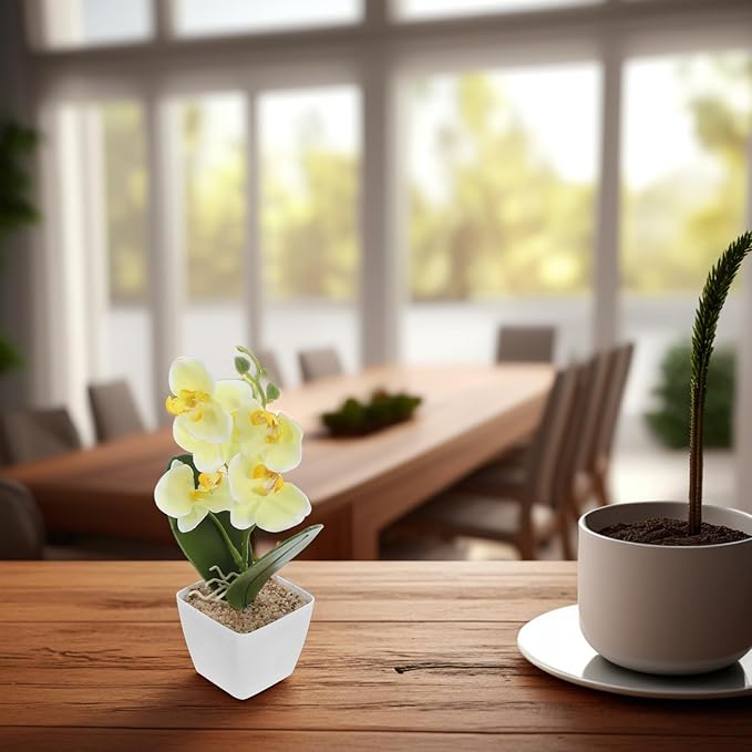 Angoily Artificial Orchid Flowers with Vase Realistic Faux Orchid Plants for Home Decor Dining Table Centerpiece for Living Room and Office