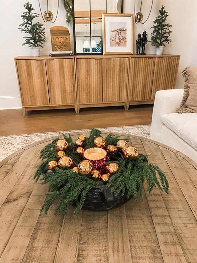 18Inches 10pack Christmas Norfolk Pine Branch Real Touch Artificial Norfolk Branches,Fake Stems Greenery Pine Picks for Indoor Home Holiday Decor Vase DIY Wreath Outdoor Porch Decoration