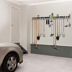 LEYU Metal Garage Tool Organizer Wall Mount, 2 Pack Garden Tool Organizer With Extension Cord Straps, Garage Organization Hooks and Hangers for Shed, Yard Storage, Wall Holder for Hanging Broom Mop
