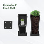 Metal Tall Planters 20 inch Set of 2, Durable Taper Planter with Drainage Holes & Rust-Proof Coating & Trays for Outdoor Indoor Garden Patio Front Door (Black)
