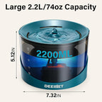 DEEIPET Cat Water Fountain, 74oz/2.2L Ultra Quiet Automatic Water Dispenser for Cats Dogs with Colorful LED Indicator, Water Bowl for Pets with Filter