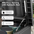 PatioZen 280 Gallon Resin Deck Box, Lockable Weatherproof Outdoor Storage Box for Furniture, Garden Tools and Tools Storage, Waterproof Outside Storage Boxes - Black