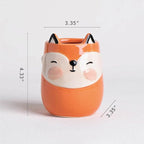 Fox Animal Ceramic Planter for Indoor and Outdoors, 3 x 3 x 4 in., Cute Hand Painted Designed in Argentina, Convenient Drain Hole