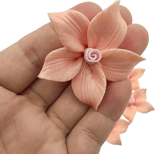 10 PCS 3D Flower Ceramic Tiles,1.6" Handmade Procelain Ceramic Flowers for Artwork,Fish Tank,Vases,Living Room, Dining Table,Office, Home Floral Decor (Single-Flowered Light Orange)