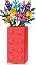 Vase for Lego 10347 10280 10328 Flowers, for Lego Flower Bouquet Building Set,Display Stand for LegoRoses Cherry Blossom Sunflower Tulips Daffodils Lotus-Gift for Lego Flowers Lover(vase only)-Red