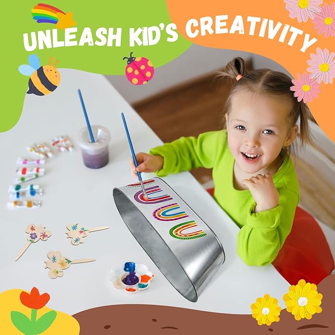 PLANTMEW Paint & Plant Flower Growing Kit for Kids - Fun Kids Gardening Set - Unique Birthday, Crafts & Arts, Gardening Gifts for Girls & Boys, Ages 5, 6, 7, 8-12 Years Old, Easter Gifts for Girls