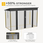 DWVO 8.5x3.5ft Large Tool Storage Shed with Window, Lockable Doors, and Sloped Roof, Oversized Steel Outdoor Storage Shed for Garden, Patio, Garage, Backyard, Lawn - Dark Gray