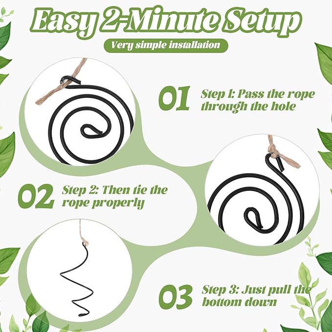 TIESOME 12 Set Pack Hanging Air Plant Holders, Adjustable Rust-Resistant Air Plant Hanger with Jute Ropes Spiral Hanging Plant Display for Tillandsia Succulents Home Office Decor