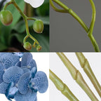 FagusHome 32 Inch Artificial Phalaenopsis Flowers 6 Pcs Artificial Orchid Flowers Stem Plants for Home Décor (Blue Piebald), FH1000143