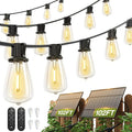 addlon 204FT(2 Pack*102FT) Solar String Lights Waterproof, Patio Lights Solar Powered with Remote & USB Port, 3 Lighting Modes 60+4 LED Shatterproof Bulbs Outdoor Light for Camping Backyard Garden