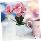Ipetboom Realistic Artificial Potted Orchid Plant for Home Office Decor Lightweight Portable Fake Orchid Tabletop Decoration Maintenance Decorative Faux Potted Flower for Living and Gift