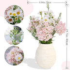 Jahe Faux Hydrangea Flowers Fenterpieces for Tables, Hydrangea Artificial Flowers Mixed Potted Plant, Fake Daisy Mixed Bouquet with Pot, Living Room, Bathroom, Balcony, Light Pink
