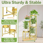 iDavosic.ly Plant Stand Indoor Outdoor, 5 Tier Corner Metal Flower Display Holder Shelf, Folding Tall Orchid Rack for Patio Balcony Porch Garden Living Room House, Gold