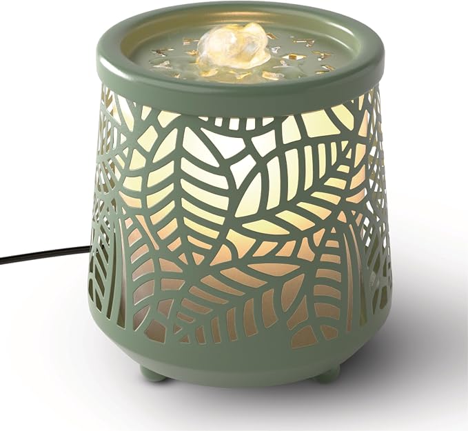 Homedics Indoor Relaxation Fountain with Light & Natural Sound, Tabletop Water Fountain for Home or Office, Small Indoor Water Fountain with Quiet Pump, Soothing Zen Desktop Decor (Green)