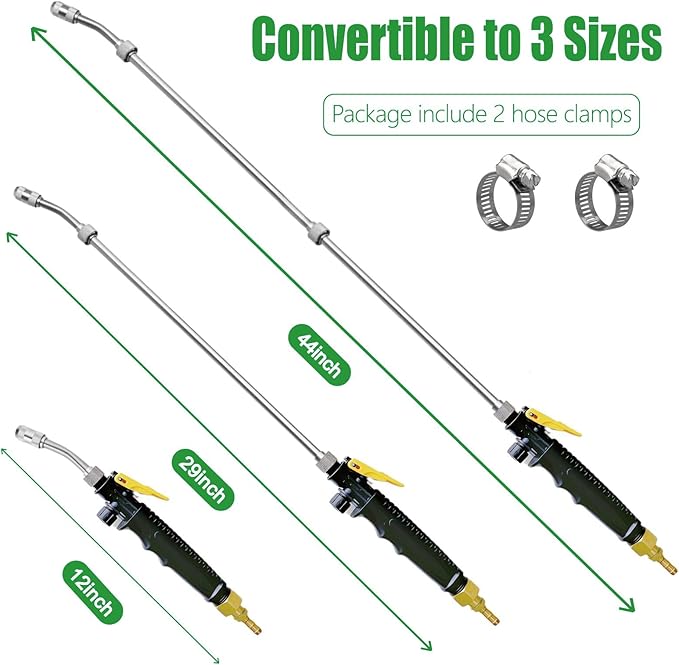 Sprayer Wand,Adjustable Universal Sprayer with 3/8" Brass Barb, Stainless Steel Replacement Sprayer Wand with Shut off Valve (44 Inches Sprayer Wand)