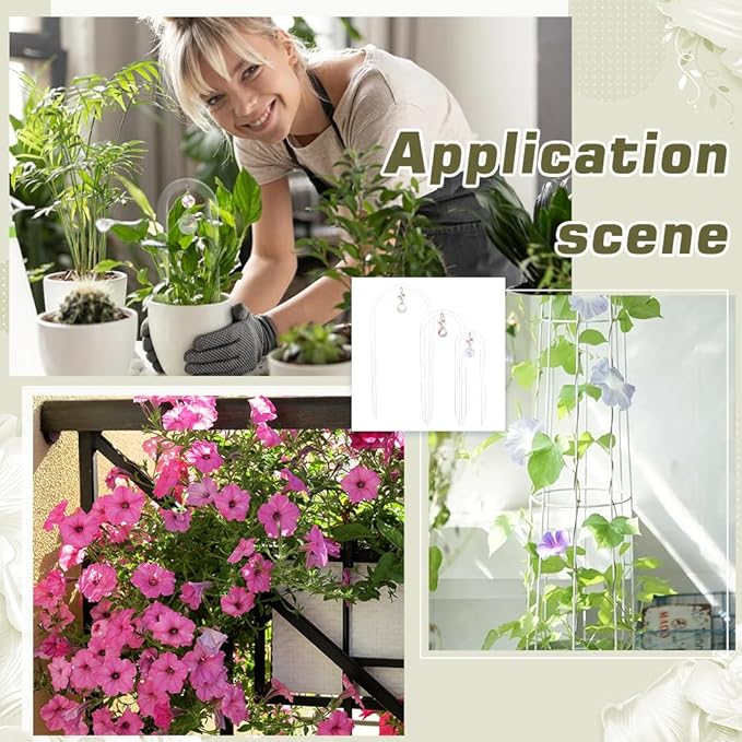BENECREAT 3 Pack U-Shaped Acrylic Plant Trellis, 3 Size Small Plant Trellis for Potted Plants with Crystal Suncatcher for Home Window Garden, 205~310mm Long