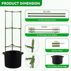 GENMOUS Tomato Cages with Grow Bags - 48 Inch Tomato Trellis for Raised Garden Bed, 3-Pack Tomato Plant Support, with 10 Gallon Plant Grow Bags, Reusable and Height Adjustable