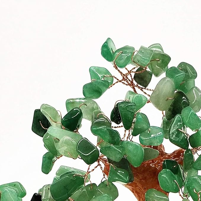 Colorsheng Feng Shui Quartz Crystal Money Tree Bonsai Style Decoration for Luck and Wealth (Green)