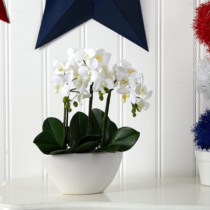 Nearly Natural Phalaenopsis Silk Flower Arrangement