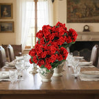 14Pcs Geranium Artificial Flowers for Outdoors Decoration Geranium Silk Flowers Outsides UV Resistant Garden Plants Faux Flower for Front Door Garden Porch Planter Patio Balcony Yard Indoor Home (Red)
