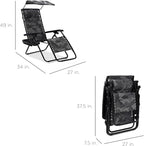 Best Choice Products Folding Zero Gravity Outdoor Recliner Patio Lounge Chair w/Adjustable Canopy Shade, Headrest, Side Accessory Tray, Textilene Mesh - Camouflage