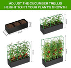 U-Shape Cucumber Trellis with Grow Bag, 64" Tall Metal Garden Trellis for Climbing Plants Outdoor, Reusable Cucumber Trellis for Raised Bed with Garden Netting for Tomatoes, Peas, Plant Vines Support