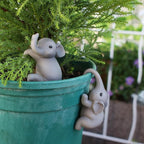 2-Piece Set Elephant Pot Huggers for Planters, Climbing Elephants Flower Pot Hugger, Hanging Plant Decorations for Pots, Cute Plant Pot Decorations for Home Garden Patio Fence Lawn Yard (Elephant)