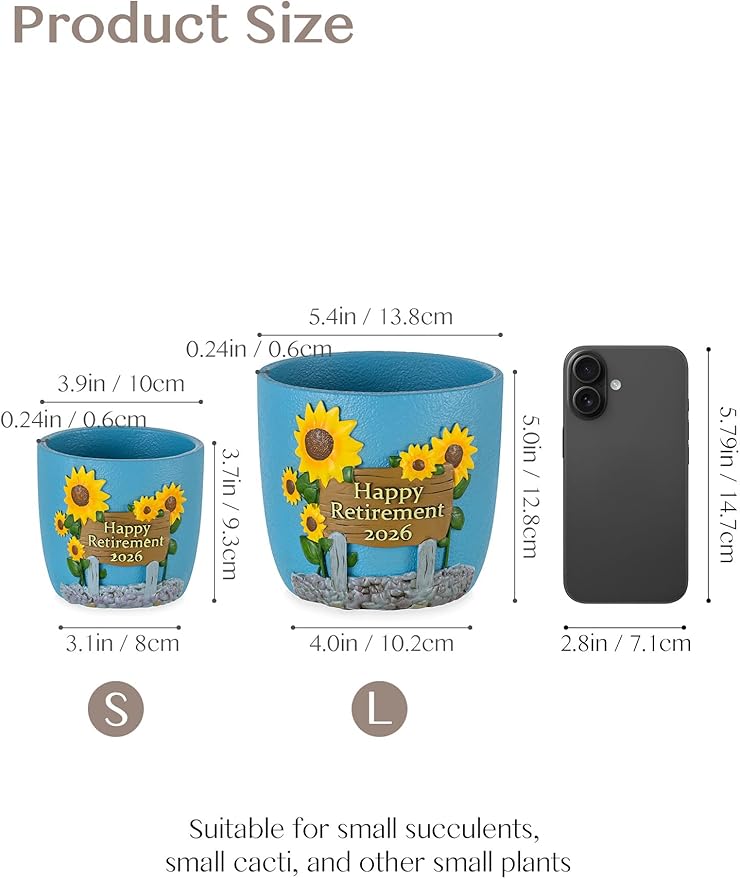 Retirement Gifts for Woman: Happy Retirement Gifts for Women Nurse Teacher Coworker - Unique Retired Garden Gifts for Decoration - Hand-Painted Plant Pot Present with Gift Box and Card