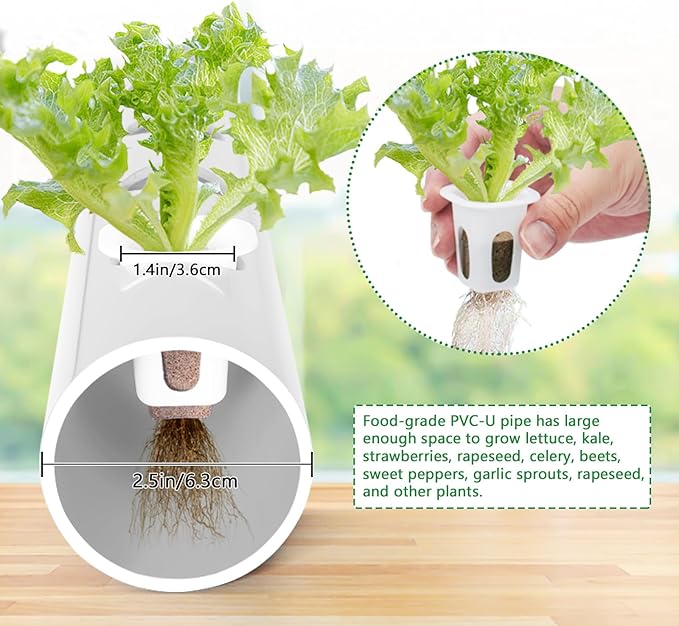 Upgraded Hydroponics Growing System Kit,108 Plant Sites 3 Layers Food-Grade PVC-U Pipes Hydroponic Grow Kit Gardening System for Vegetables,Flowers,Fruits,Herbs