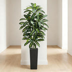 Artificial Dracaena Tree：7FT Faux Silk Tropical Yucca Floor Trees Realistic Fake Green Plant with Natural Wood Trunk & Lifelike Leaves for Home Office Decor Indoor & Outdoor (7FT,1-Pack,Black)