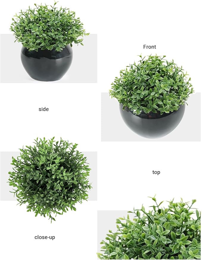 Velener Fake Sage Plants for Shelf Decor, Small Artificial Succulents Grass Desk Plant for Office Women, Mini Faux Plant Indoor, Masculine Home Decor, Coffee Table Decor, Bathroom Decor (2 Pack)