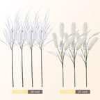 7 PCS Artificial Stems Fake Plants for Spring Summer Decor, 26 in Fake Leaves Greenery Branches White Silk Flowers Faux Foliage DIY Stems for Vase Home Kitchen Farmhouse Indoor Table Centerpiece