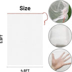 4 Pack Garden Neting Plant Insect Bird Barrier Mesh with Drawstring 4.6Ft x 5.91Ft Mesh Plant Covers Freeze Protection Tomato Barrier Bag for Garden Flower Blueberry Vegetables Fruits Bird Eating