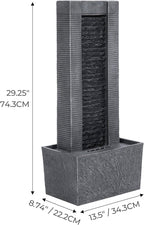 Teamson Home 29.25" Demeter Indoor/Outdoor Modern Waterfall Fountain with LED Lights, Black and Stone Gray