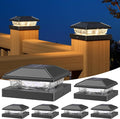 NIORSUN Solar Post Lights Outdoor, Fence Post Solar Lights Warm White, Waterproof, Garden Patio Fence Deck Decor, 4x4 Posts Cap Wood Vinyl, Black 6 Pack