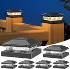 NIORSUN Solar Post Lights Outdoor, Fence Post Solar Lights Warm White, Waterproof, Garden Patio Fence Deck Decor, 4x4 Posts Cap Wood Vinyl, Black 6 Pack