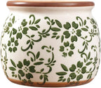 Vintage Ceramic Flower Pot - Indoor Outdoor Planters with Drainage Holes & Filter Screen, 6.5’’ Small Rustic Farmhouse Decorative Plant Pots for Garden/Patio/Balcony (Green Vines, Small)