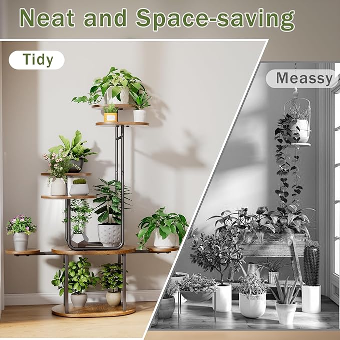 REFGY Plant Stand Indoor 8 Tier, Corner Plant Stand for Indoor Plants, 38.58" Tall Plant Stands, U-Shape Corner Shelf for Multiple Plants, Metal Plant Shelf for Living Room, Balcony, Patio, Garden