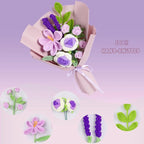 Crochet Flower Bouquet Handmade Crochet Flowers Knitted Tulips Rose Bouquet for Valentines Birthday Party Home Decor Wedding for Women Lover Friends Daughter(Purple)