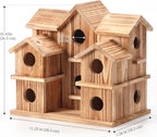 Bird Houses for Outside 10 Hole Bird House Room for 10 Bird Families Large Bird House for Garden/Courtyard/Backyard Decor Finch Bluebird Cardinals Handmade Hummingbird House