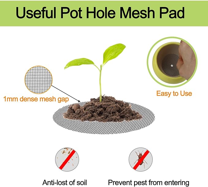 Bonsai Mesh for Plant Pot Drainage Screen 3 Inch, 50 Pcs Plastic Round Flower Pot Hole Mesh Screen Cover Pad, Planter Bottom Drainage Inserts Grid Mat for Potted Succulent