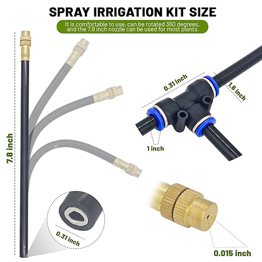 Thiswing 360° Adjustable Drip Irrigation System - 100 FT Garden Watering System with 32 Nozzles, Raised Bed Sprinkler Irrigation System, Garden Mister for Yard, Lawn, Plants, 5/16" Tubing