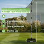 Lawn Leveling Rake 17"x10" for Soil, Gravel Leveling Tool Heavy Duty with Adjustable Long Handle, Garden Level Rake with Tines for Yard, Landscape, Leveling Sand, Grass, Dirt, Ergonomic & Durable