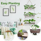XXXFLOWER Wall Hanging Propagation Station with Wooden Stand 21 Glass Test Tubes 3 Tiers Planters Wall Terrarium for Home Office Plant Hanger Flower Vases Wall Decor Hydroponic Cuttings