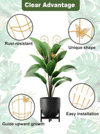 4Pcs Indoor Plant Trellis for Potted Plants, 30" Taller Expandable Garden Metal Trellis for Climbing Plants Outdoor, Houseplant Support Stakes for Ivy Pothos Hoya Flower (Gold)
